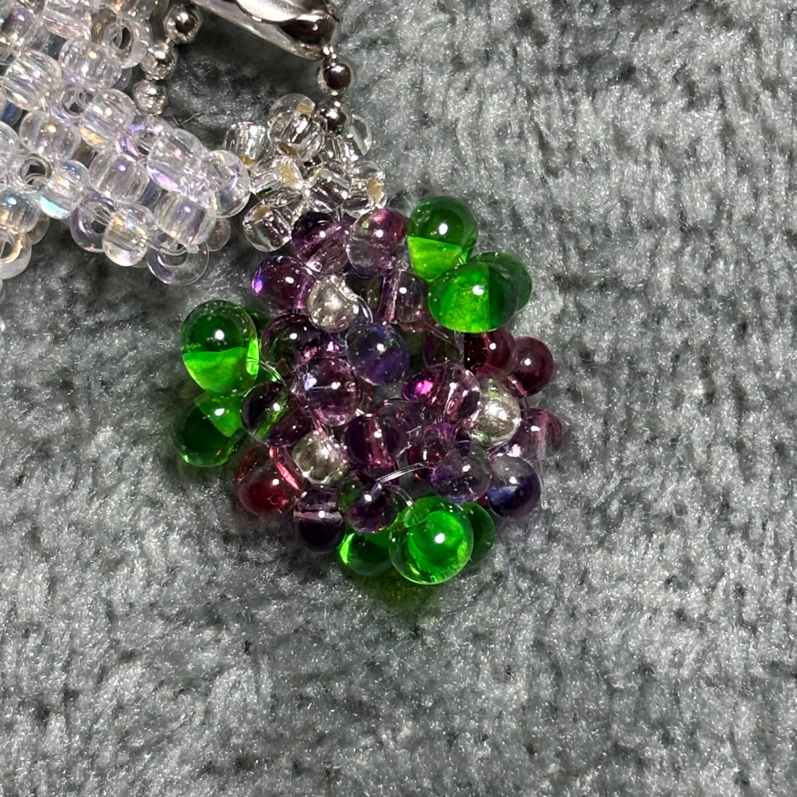 Cremation Ashes Keychain – Cremation Keepsake(clear cross and paple ornaments)