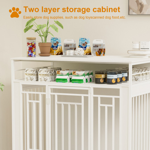Large Dog Kennel With Top Storage 43.3 Inch Large Dog Kennel Furniture, Wooden