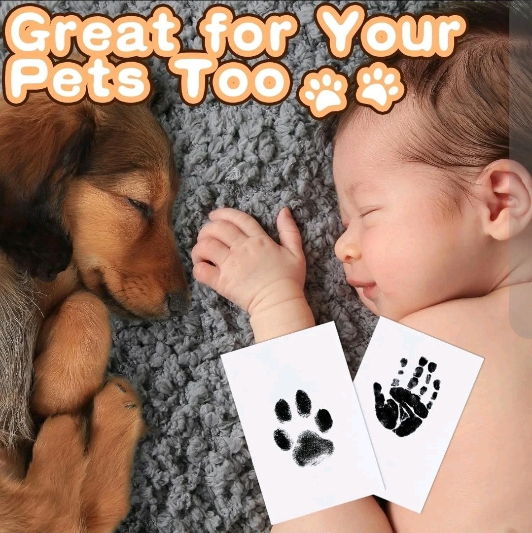 Paw Print Ink Pad Kit for Dogs Cats DIY Keepsake Impression Set 4 Card Black Ink