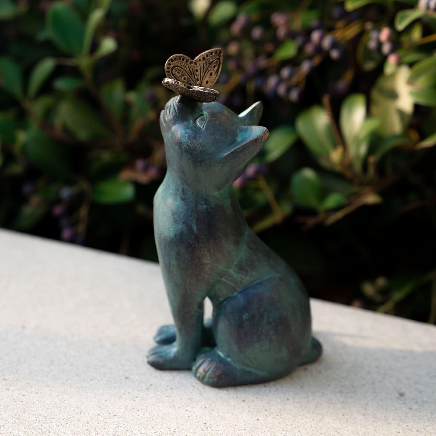 iHeartCats Cat Memorial Figurine with Butterfly – Cat Statue Pet Memorial Gifts
