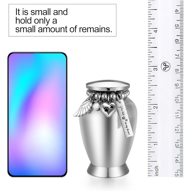 Dog Ashes Urn Stainless Steel Keepsake Handcrafted Pet Memorial Small Urn New