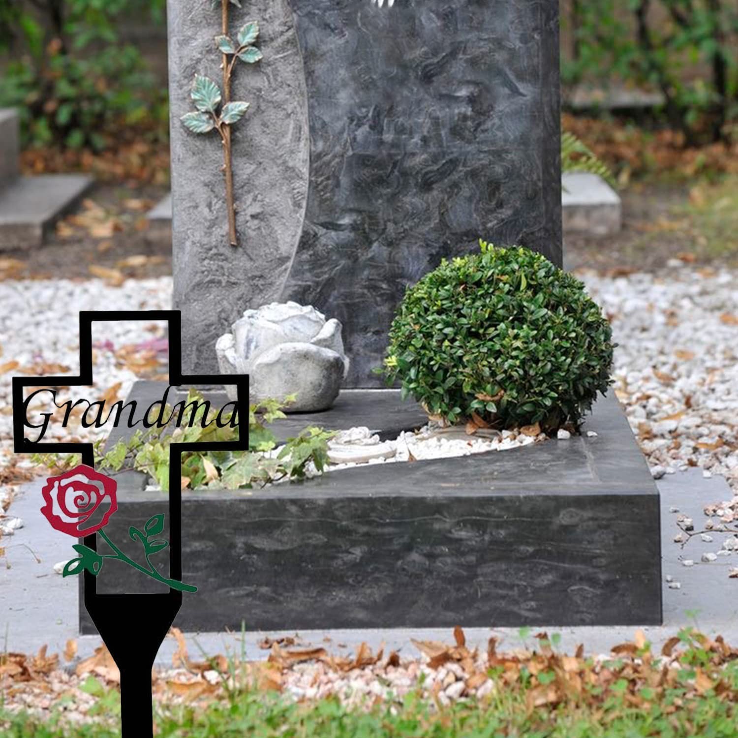 Cemetery Memorial Cross Stake for Parents, Metal Cross Garden Decoration, Mem…