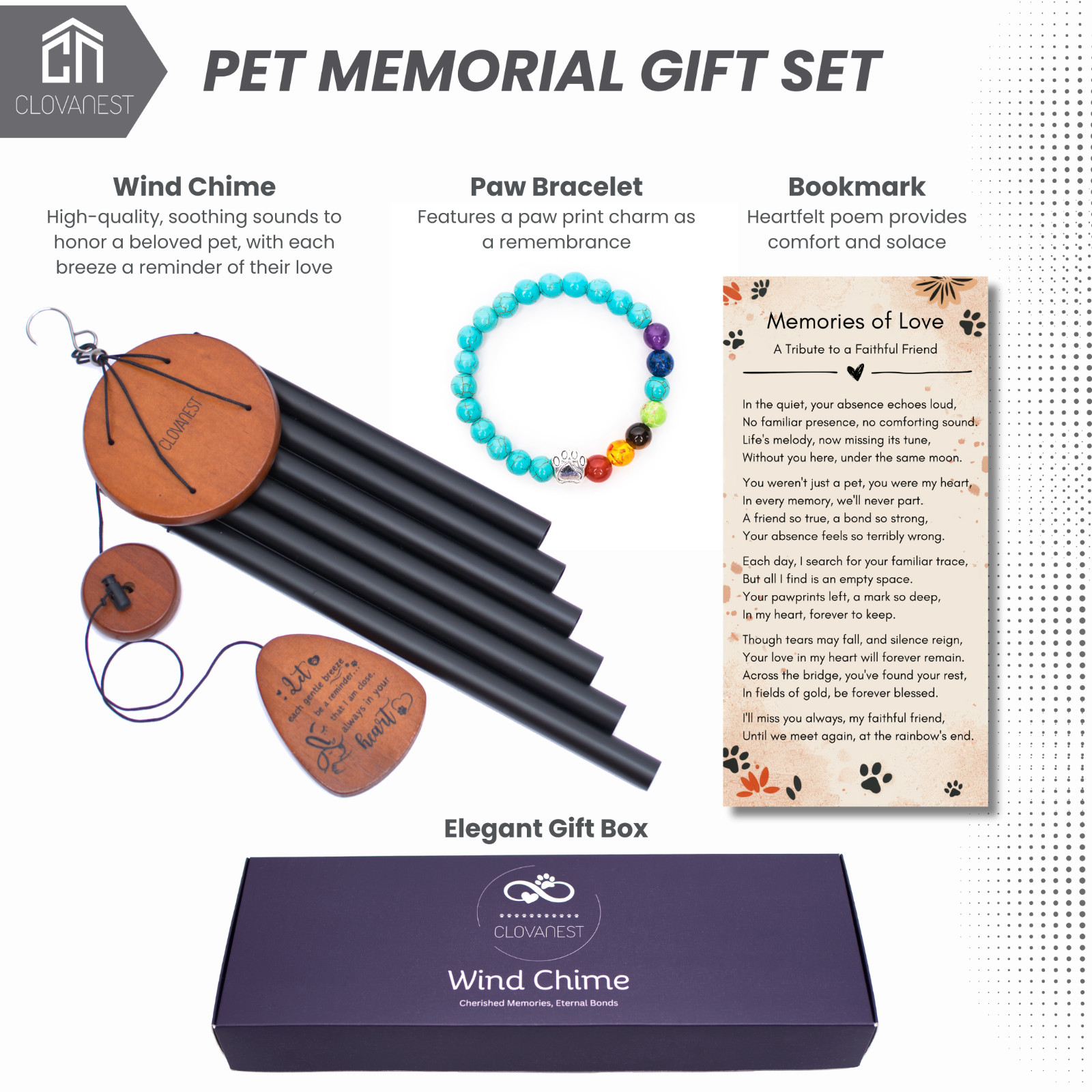 Pet Memorial Gifts – 28 In Memorial Wind Chime for Loss of Dog/Cat Perfect Gift