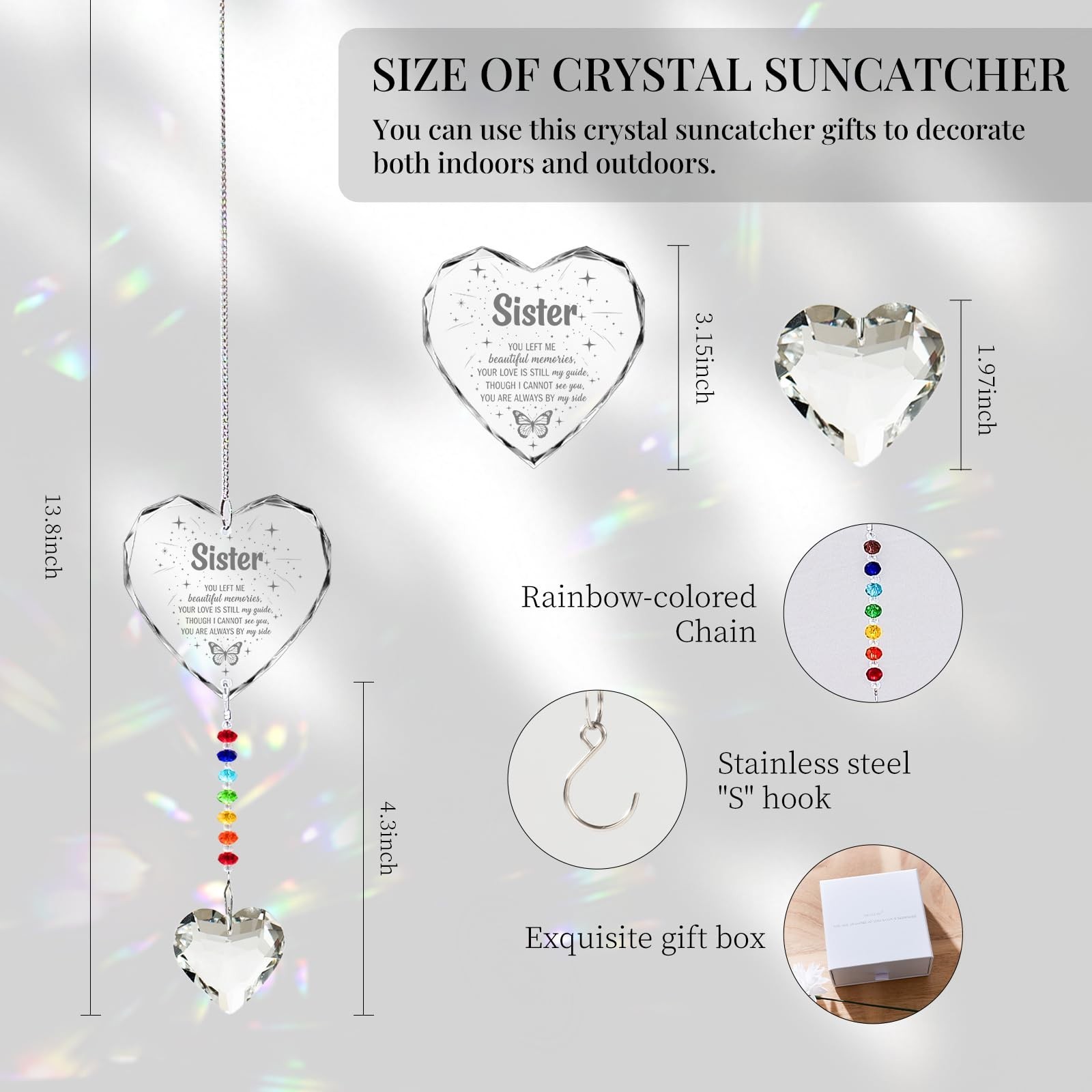 Memorial Gifts for Loss of Mom Dad Sister Husband Brother – Crystal Suncatche…