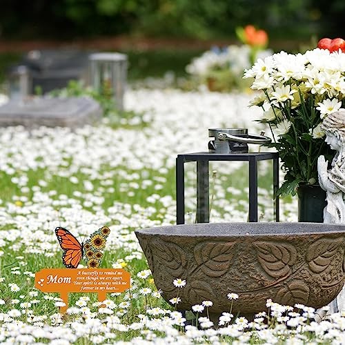 Butterfly Memorial Grave Stakes, Mom Cemetery Decorations for Grave, Sunflower
