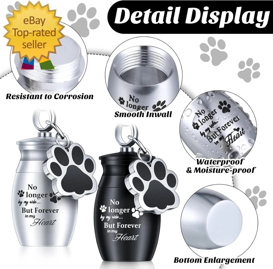 4 Pcs Pet Urns Keychain for Dogs Ashes Keepsake Stainless Steel Small Pet Cremat