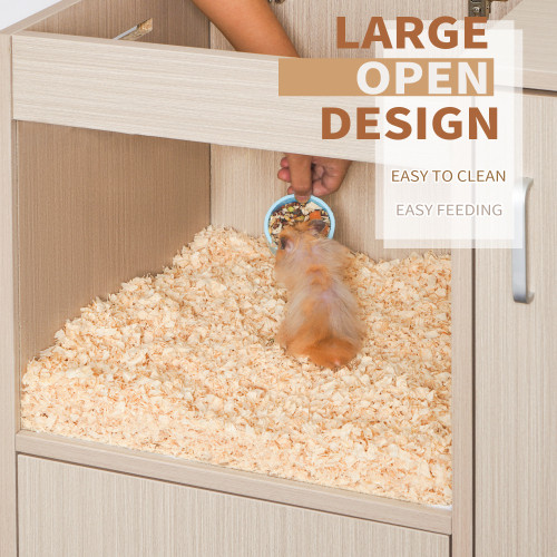 Guinea Pig Cage, 4 Tiers Hamster Cage Wooden With Lockers