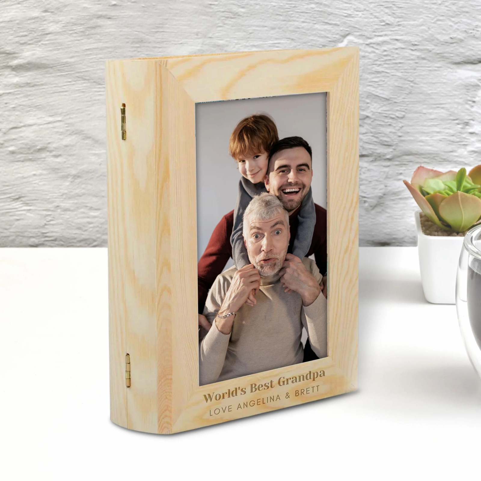 Engraved Wooden Keepsake Memory 5″x7″ Photo Frame Book Box