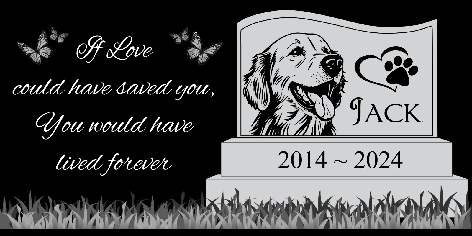 Pet memorial Engraved Marker, headstone Granite gravestone Golden Retriever, dog