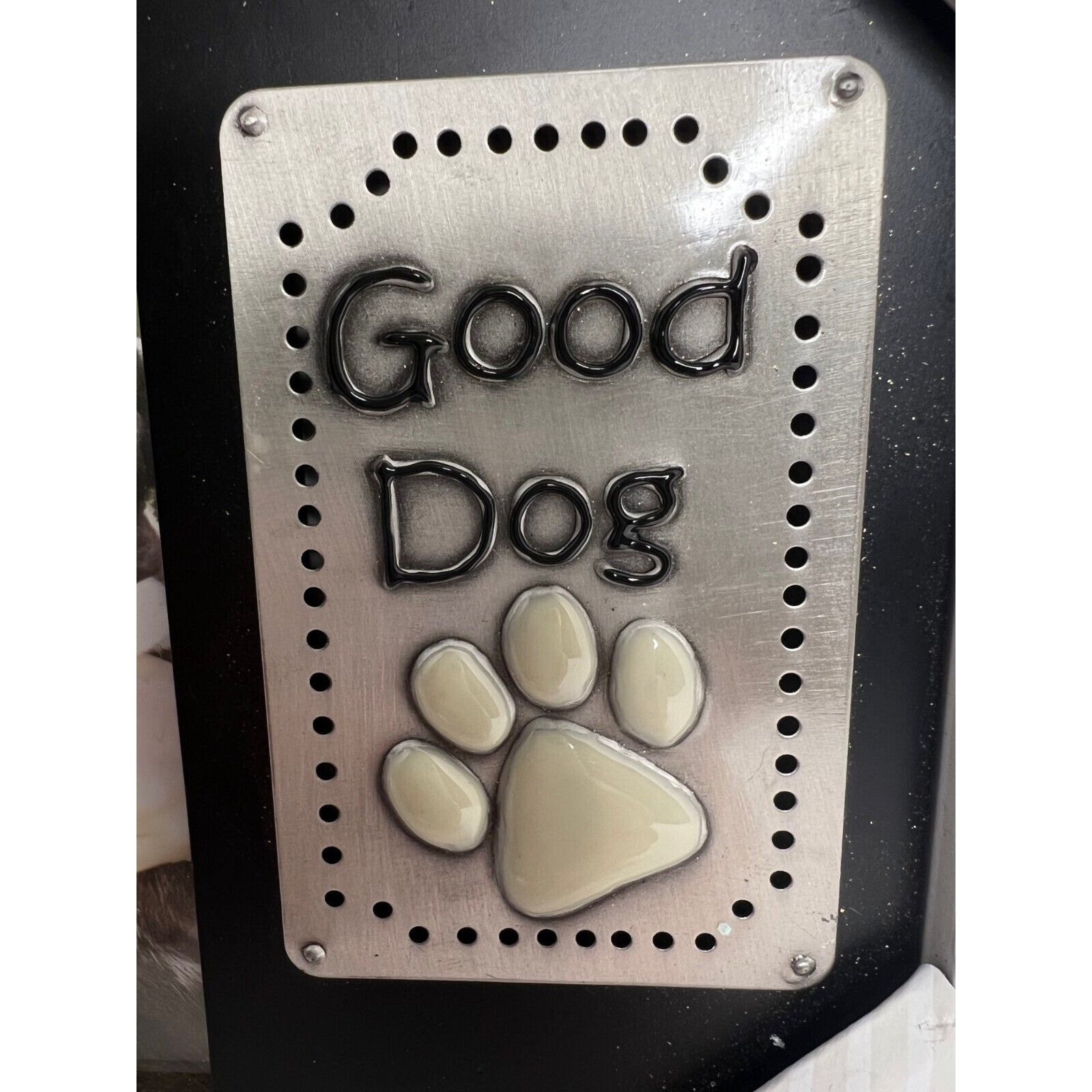 Fetco 4X6 Good Dog Picture Frame Black Metal Pawprint Pet Memorial NWT