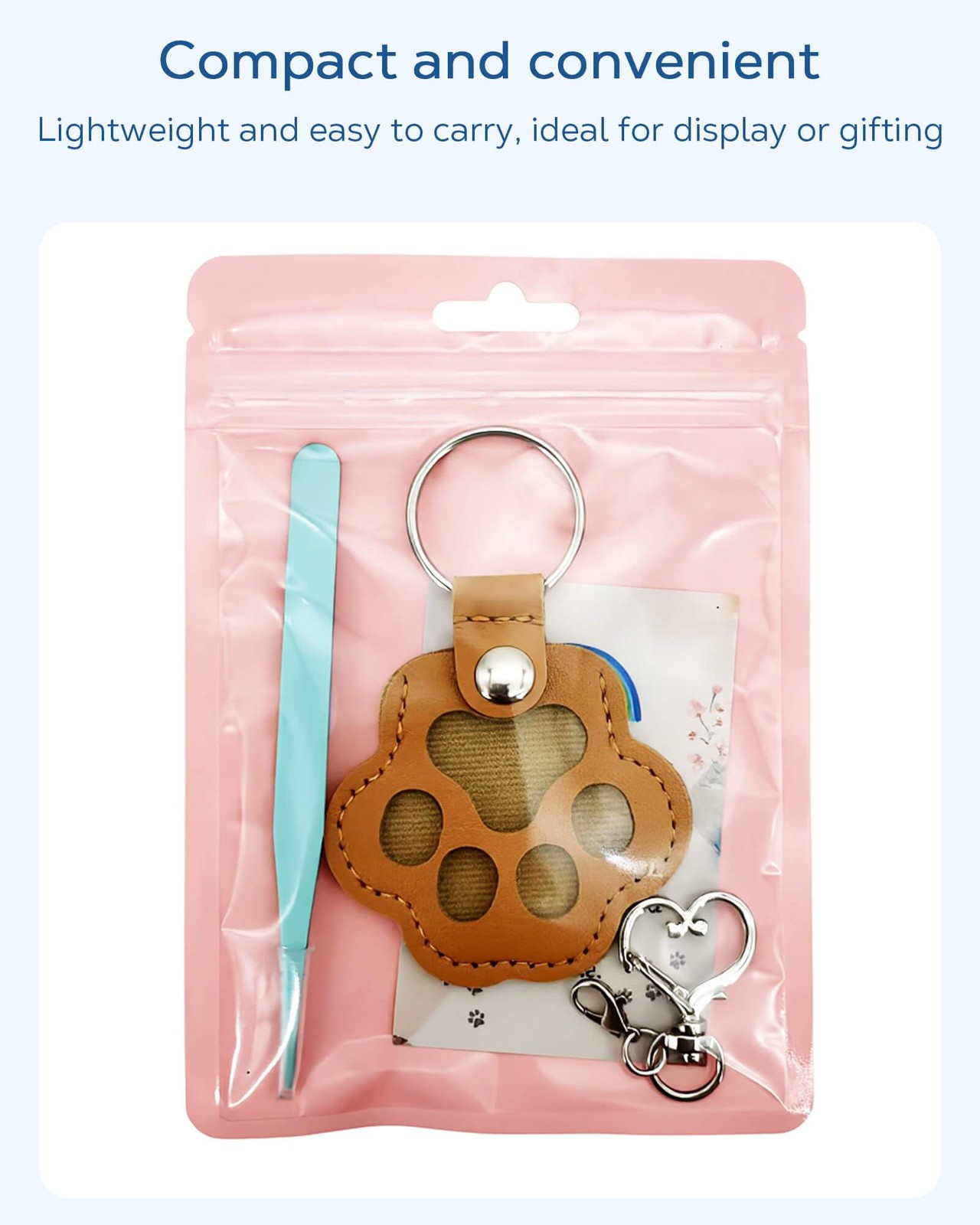 Cat & Dog Hair Keychain, Leather Dog Paw Hair Holder Fur Collection Key Chain…