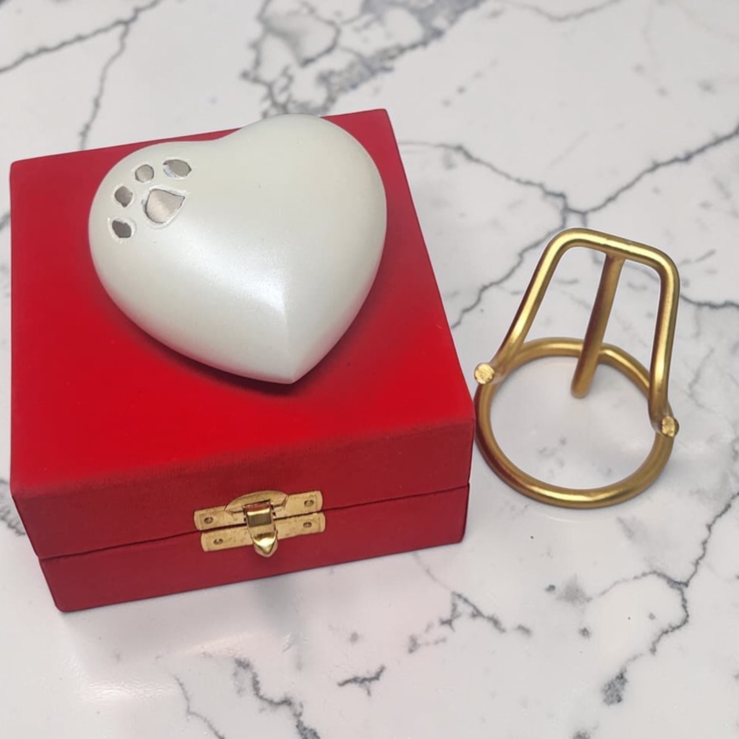 Custom Heart Pet Urn for Ashes Paw Print Engraved Dog Cat Memorial Keepsake