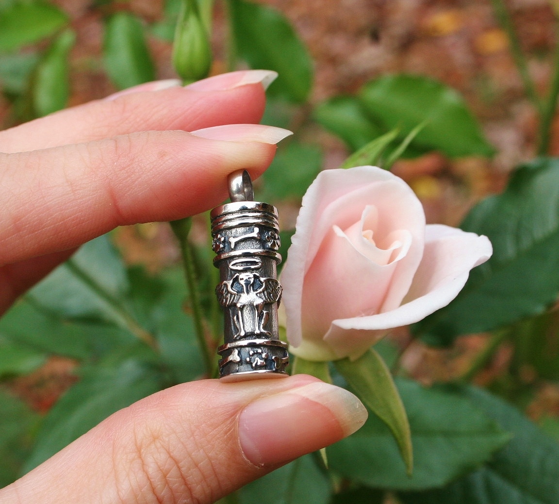 Dog Cremation Necklace Chain Jewelry Pendant Urn for Ash Small Vial Puppy Angel