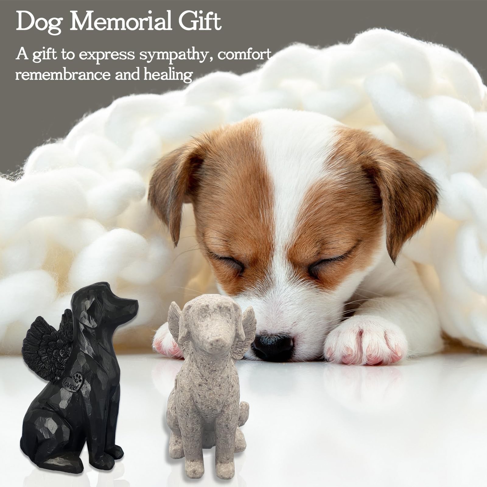 Angel Dog Figurine – Sympathy Gift for Dog Loss, Outdoor Memorial Statue Decor