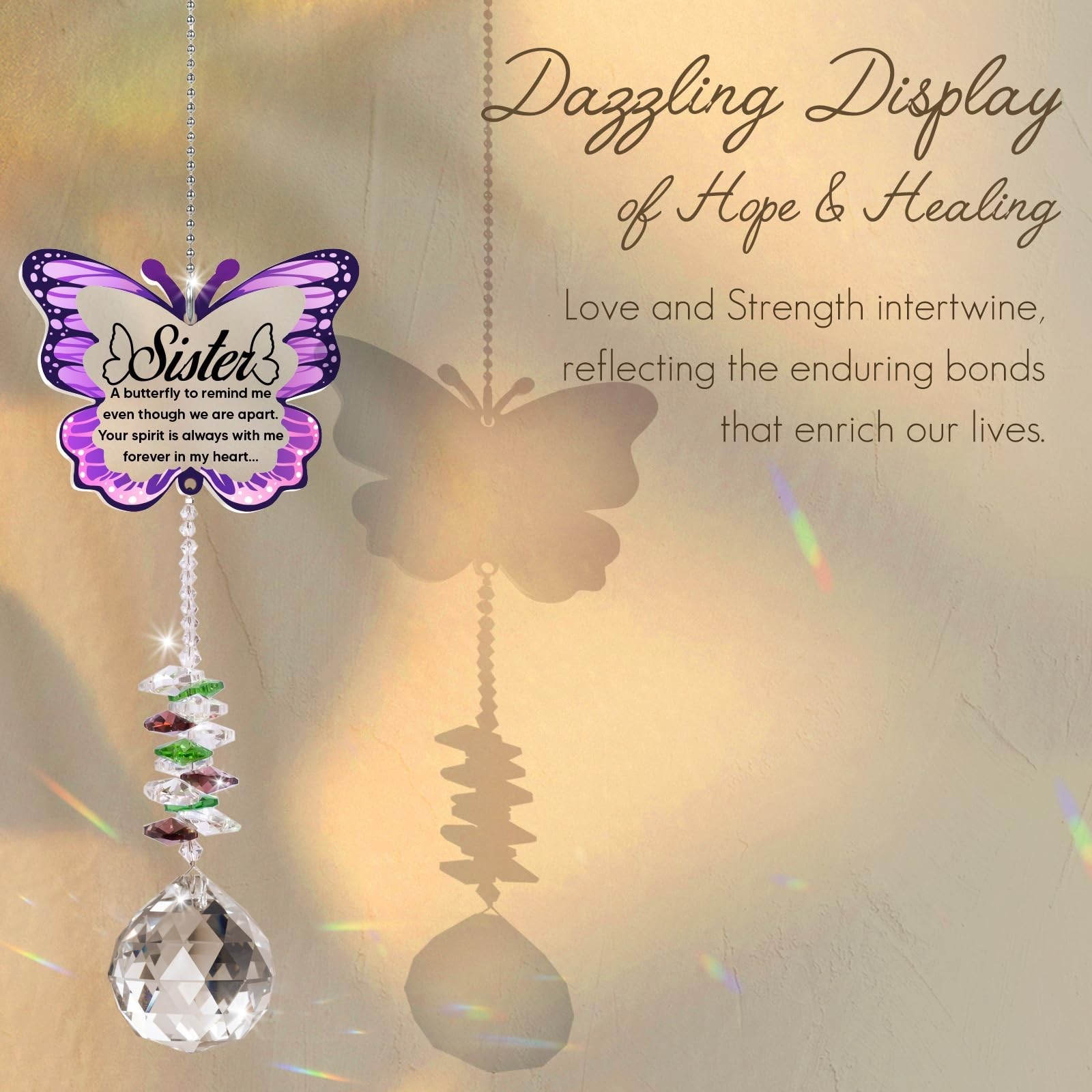 Sympathy Gifts for Loss of Sister, Sister Memorial Crystal Suncatcher Rainbow…