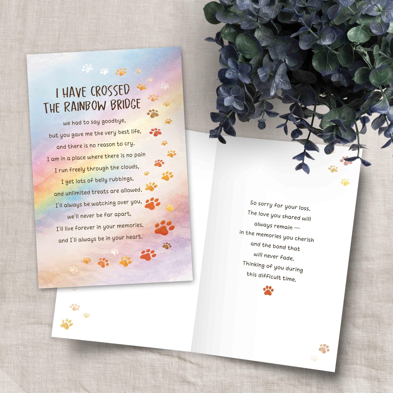 Pet Loss Sympathy Cards Gift for Dog Cat, Bereavement Condolence Card Gift fo…