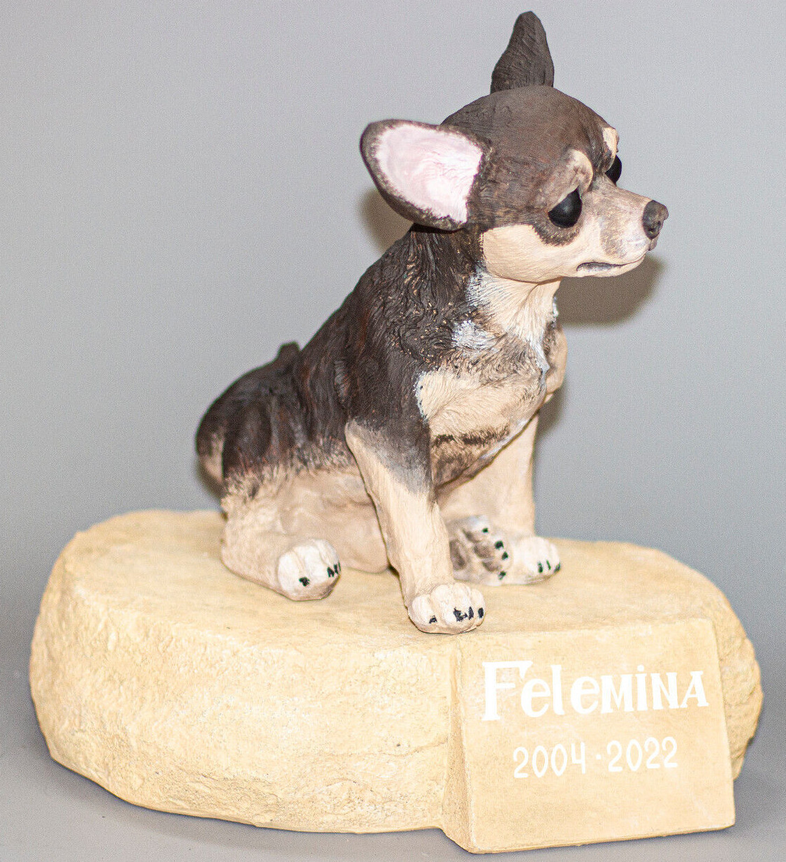 Urn Dog Ashes Chihuahua Memorial Stone Pet Remembrance Plaque Animal Grave Decor