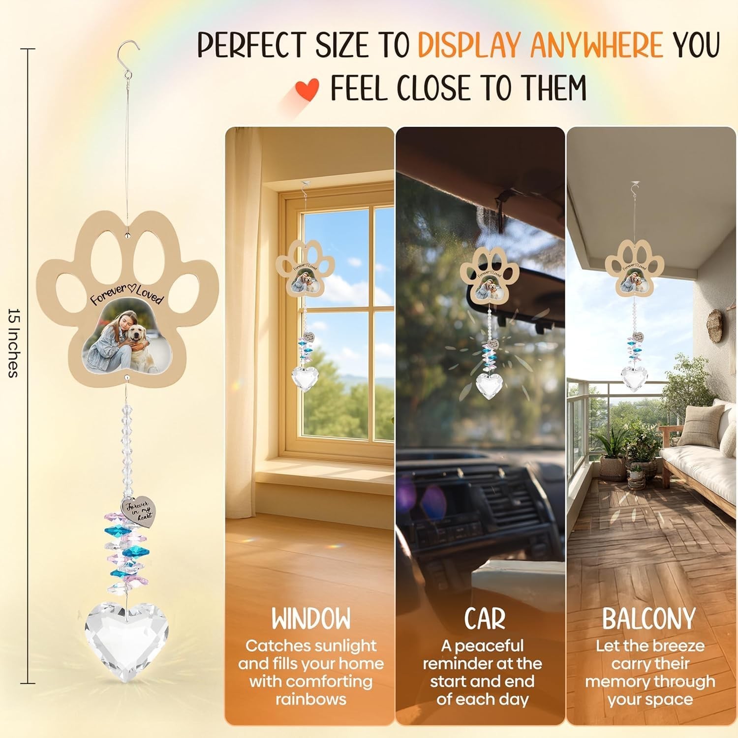 Pet Memorial Crystal Suncatcher with DIY Photo Insert, Personalized Sympathy …