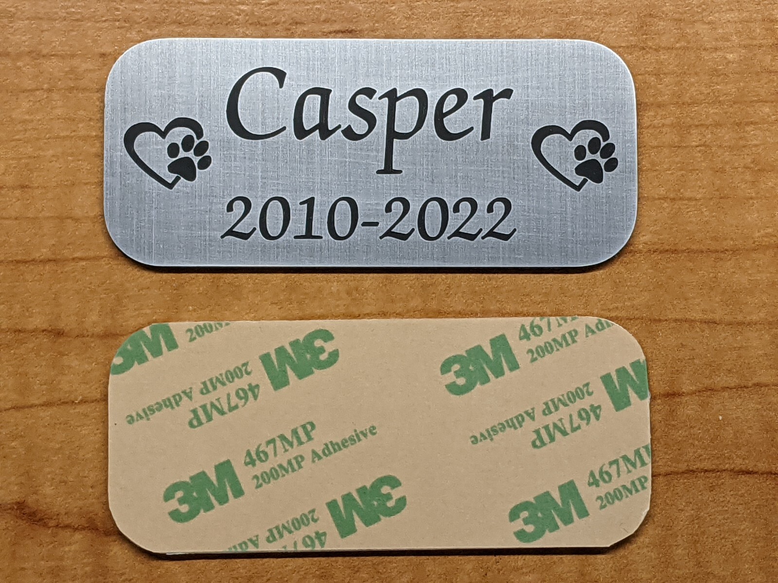 Custom Engraved 1.50×3.50 Silver or Gold Pet Name Memorial Urn Plaque Sign Plate
