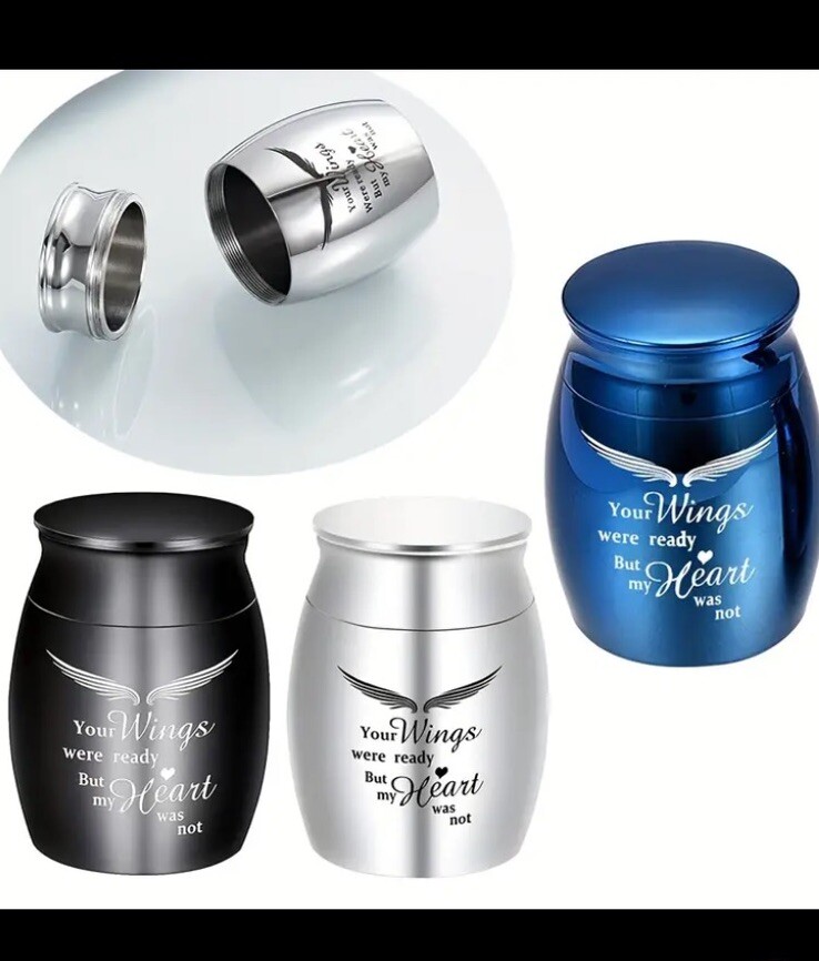 Black Steel Mini Memorial Cremation Keepsake Urns For Pet Dogs Cats Ashes Small