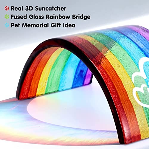 Huray Rayho Rainbow Bridge Fused Glass 3D Colorful Memorial Gift for Pet Lover