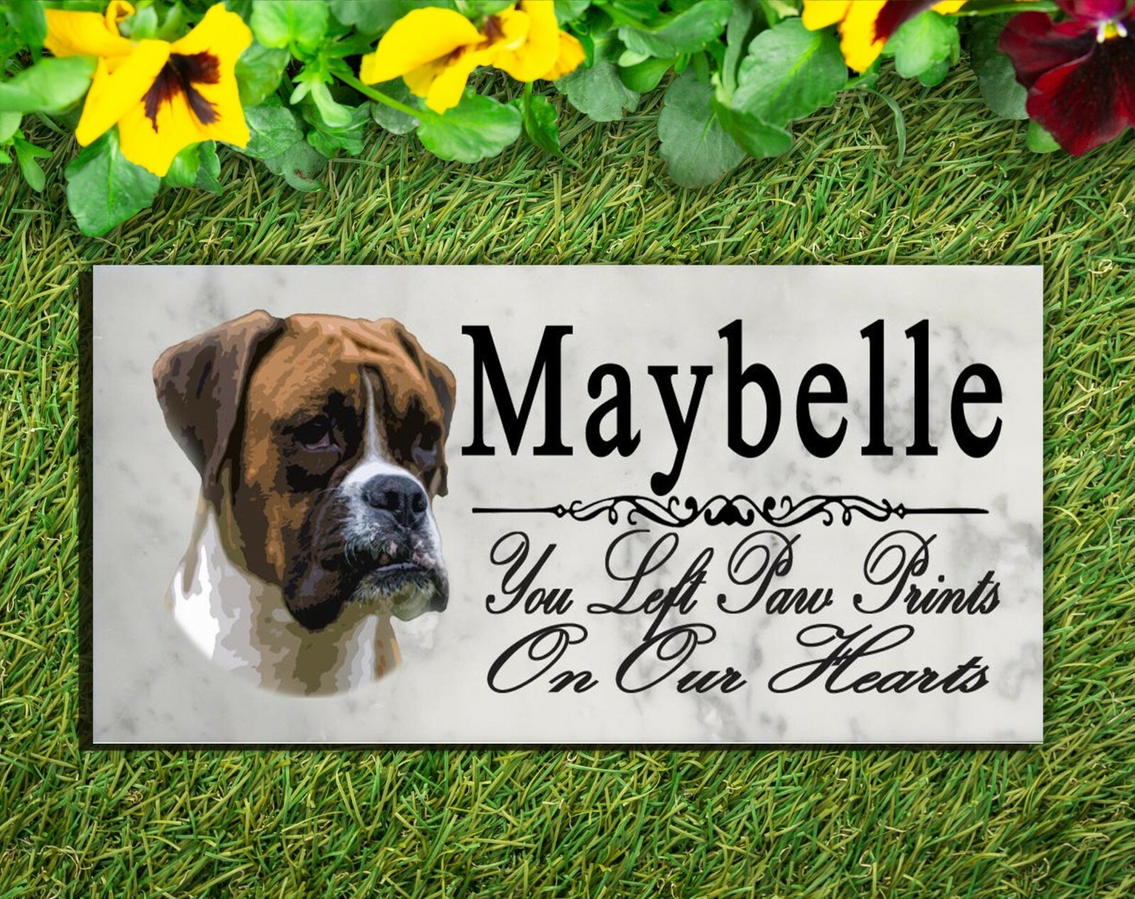 Customized Bulldog Memorial Stone Dog Grave Marker Pet Garden Plaque