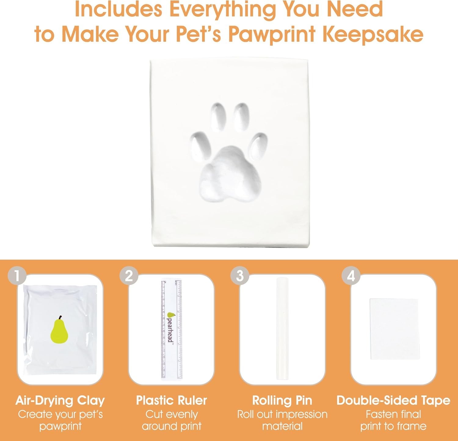 Pet Paw Print Photo Frame With Clay Imprint Kit – Wooden Pet Paw Print Frame,…