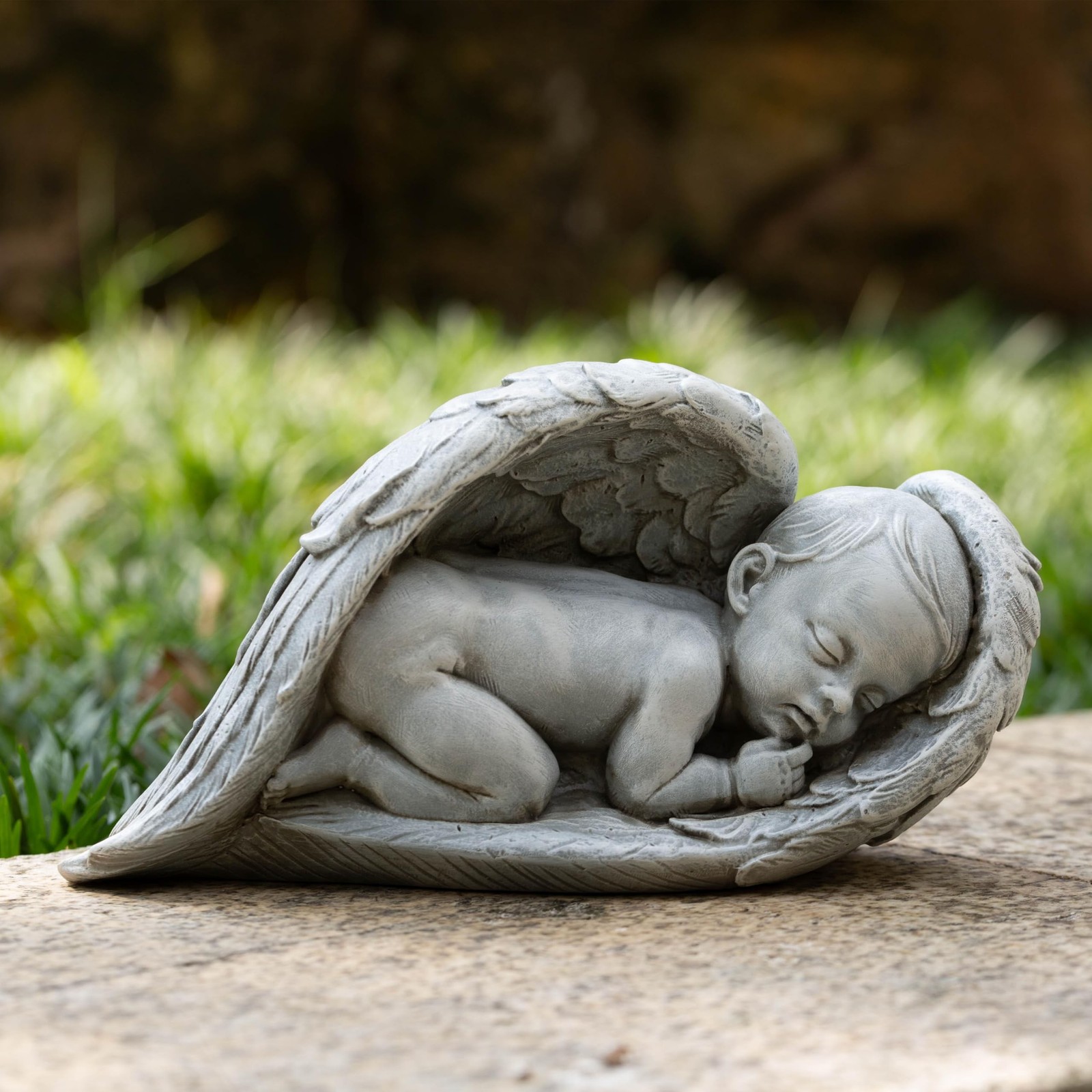 8″ Sleeping Angel in Wings Statue-Guardian Angel Baby Statue,Resin Memorial G…