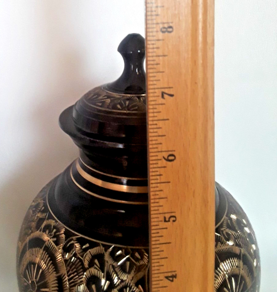 Solid Brass Lacquered Hand Etched Pet Memorial Urn Remembrance Screw On Lid