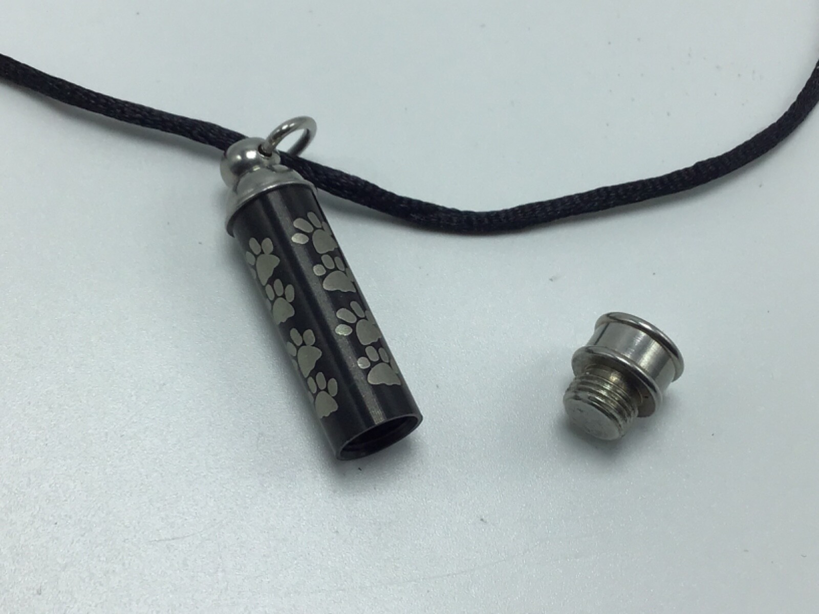 Pet Cremation Jewelry Cylinder Paw for Dog Cat Urn Necklace Memorial Keepsake