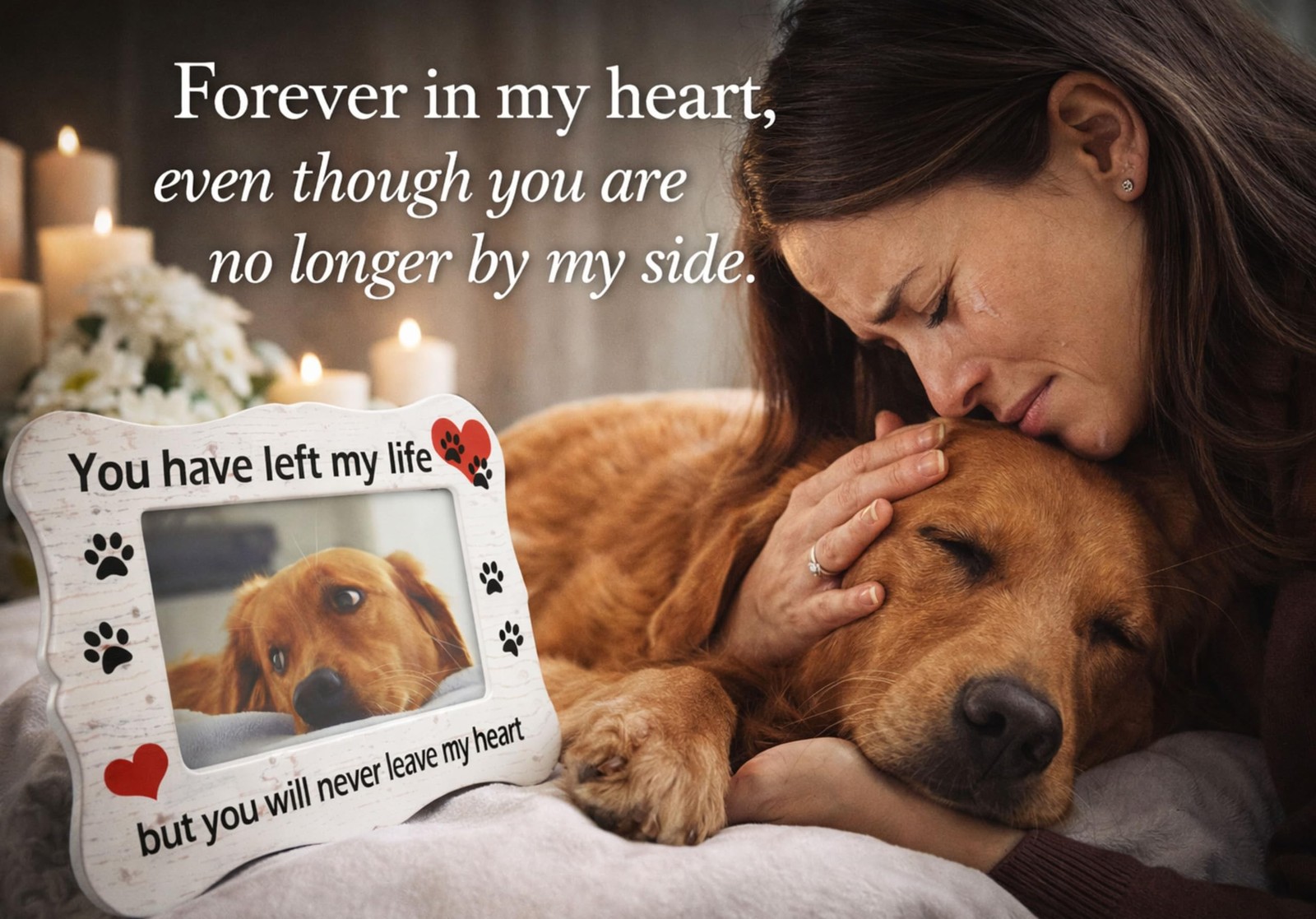 BANBERRY DESIGNS Pet Memorial Picture Frame 4×6 – Loss of Pet Sympathy Gif