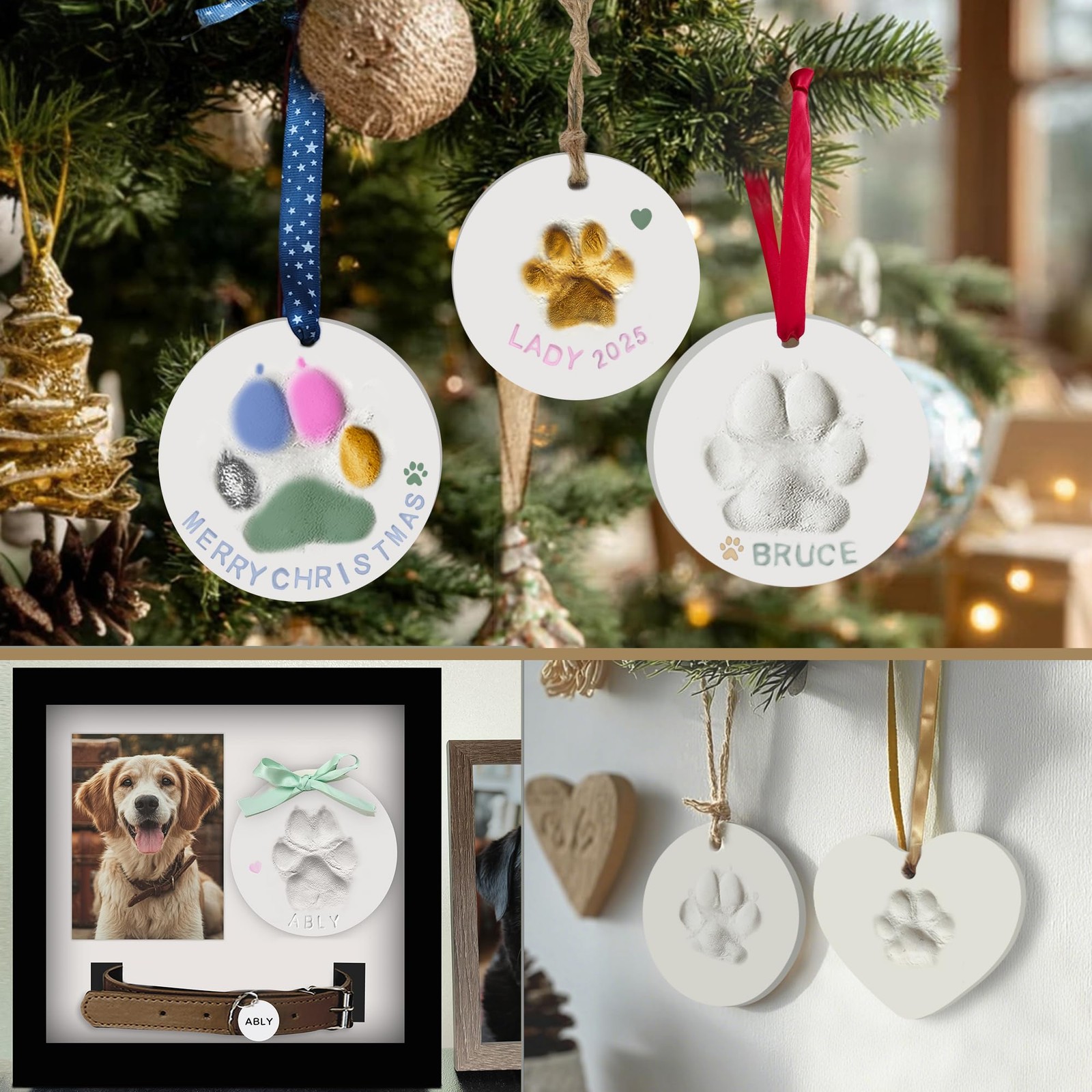 MYPAWLETS Pawprints Keepsake Kit for Dogs Cats,Make Make 3（3 Circles）, White