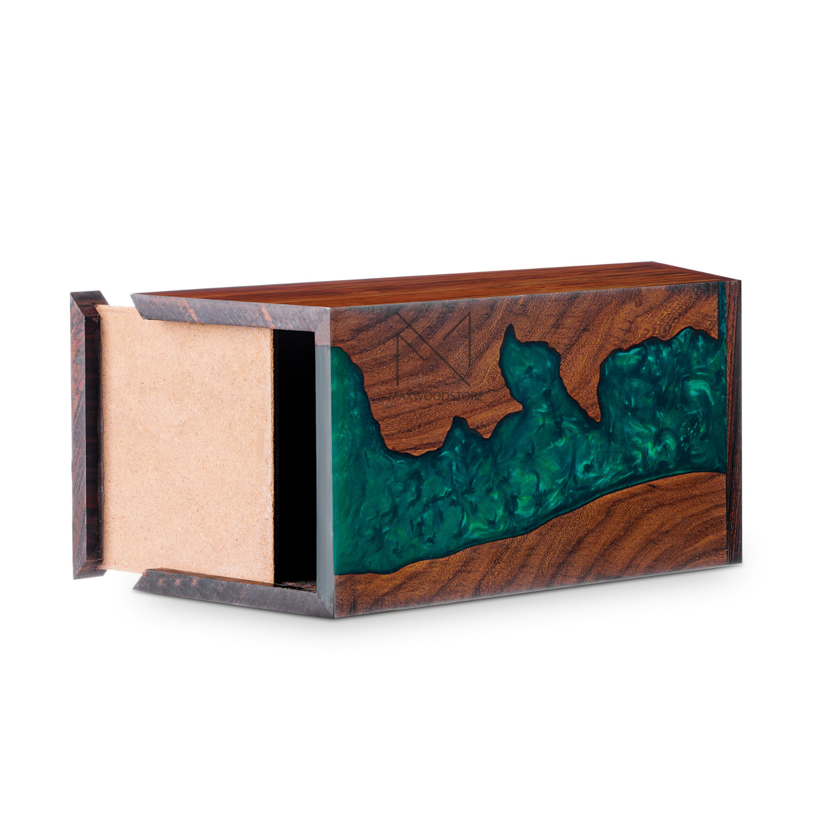 Wooden Urn Box Rosewood And Green Resin Memorial Urn Box For Human Ashes