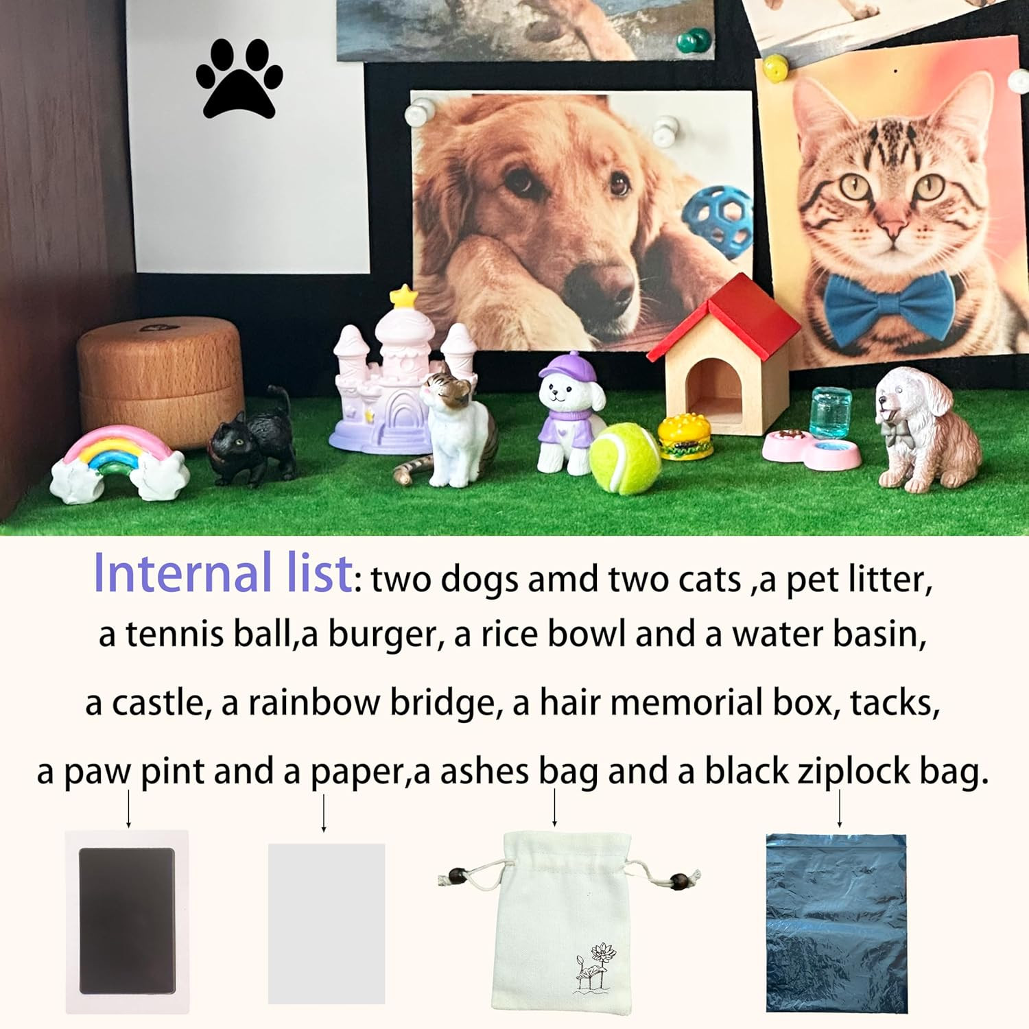 Handmade Pet Ashes Cabin Home, Pet Urn for Dogs,Cats,Birds,Rabbits,Shadow Box fo