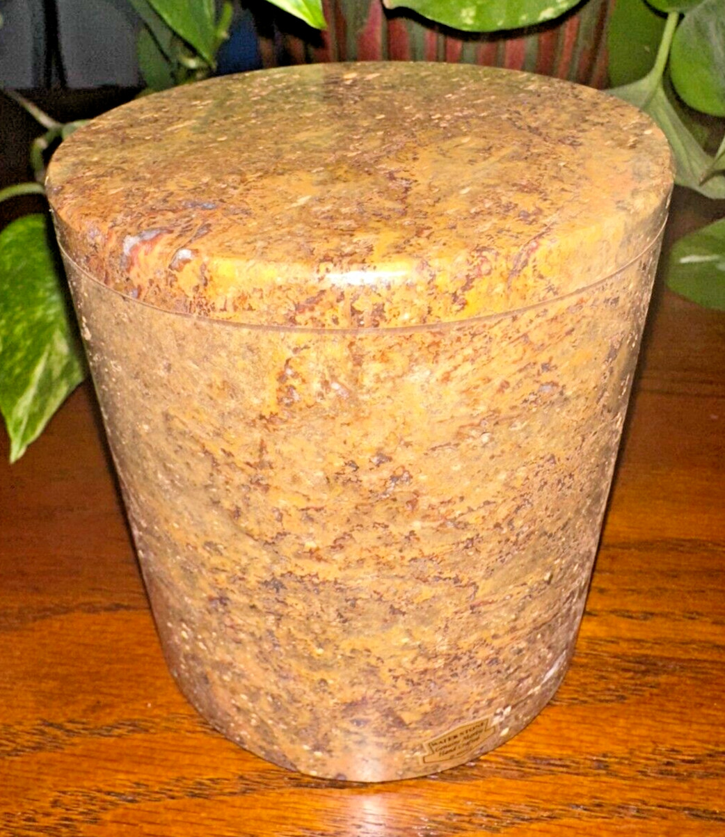 Natural dark travertine marble pet urn memorial dog cat cremains handmade round