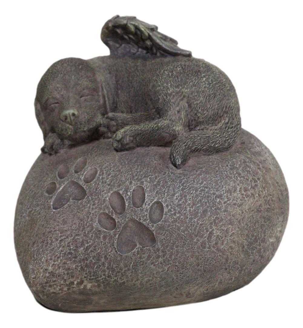 Angelic Labrador Dog Sleeping On Heart Stone Cremation Urn Pet Memorial Statue