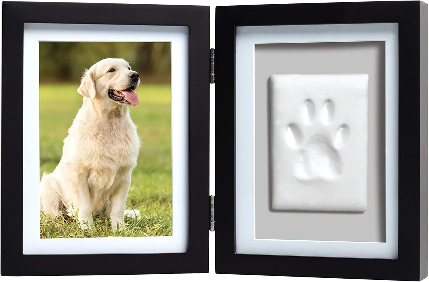 Pet Paw Print Photo Frame With Clay Imprint Kit – Wooden Pet Paw Print Frame,…