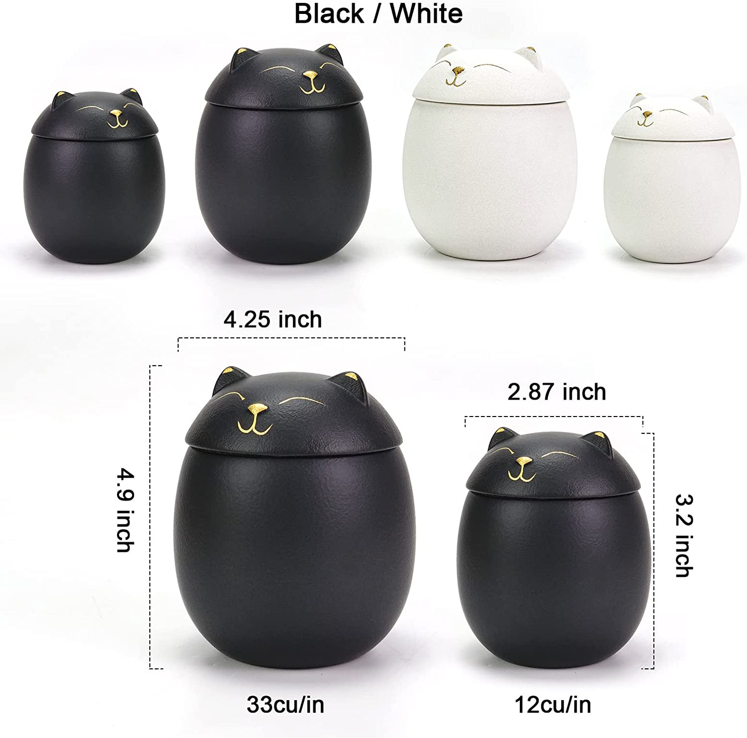 Cat Urn Dog Urn Sized 3.2X2.9 and 4.9X4.25. a Smiley-Cat Pet Urn with a Memoria