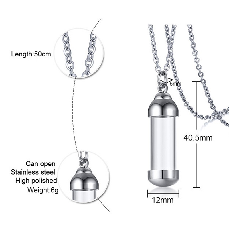 Openable Glass Vial Necklace Pendant Memorial Ash Bottle Cremation Pet Jewelry