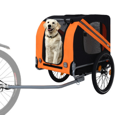 Large Folding Bike Trailer For Dogs 120LB Capacity All-Terrain Pet Carrier, Dur