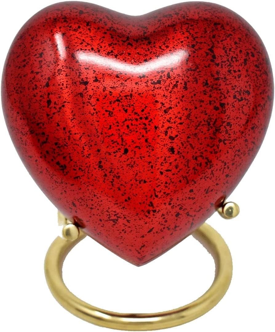 Personalized Red Heart Mini Cremation Urn Memorial Keepsake Velvet Box for Ashes