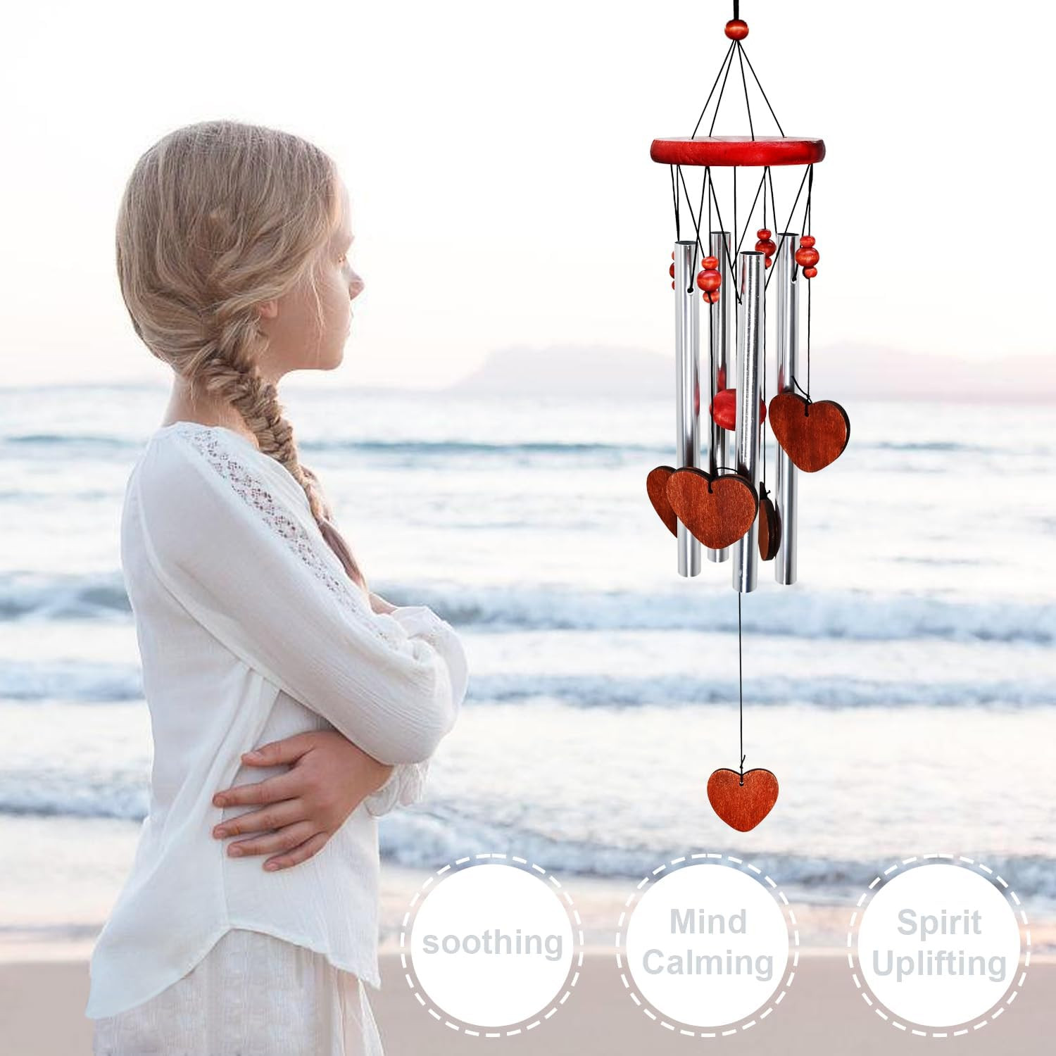 Angel Dog Memorial Stones Statue Memorial Wind Chimes outside Loving Heart Sympa