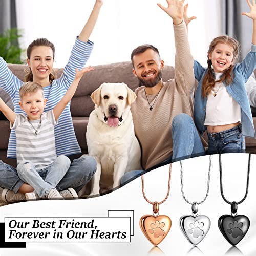 3 Pcs Pet Ashes Necklace Pet Urns for Dogs Ashes Cremation Jewelry Paw Print