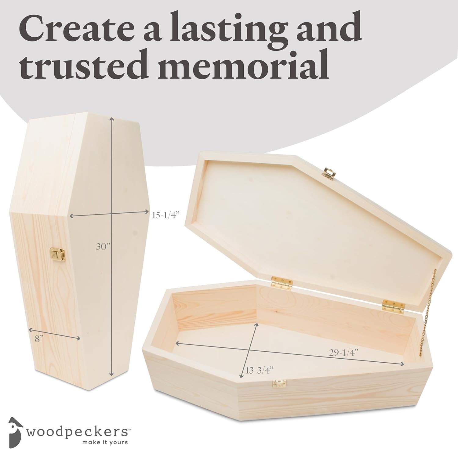 Pet Casket – 30″ Wooden Burial Box for Dogs and Cats, Strong and Safe Baltic Bir