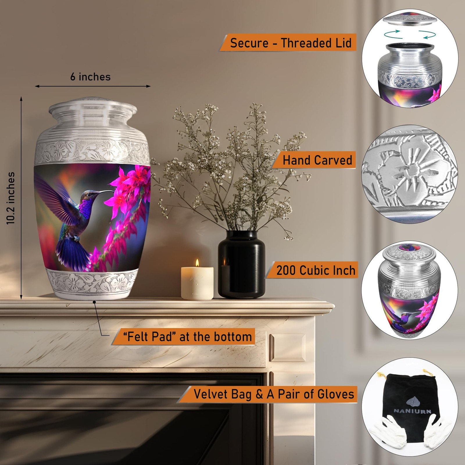 Urn for Ashes for Women & Men, Cremation Urns for Human Ashes Adult Female & …