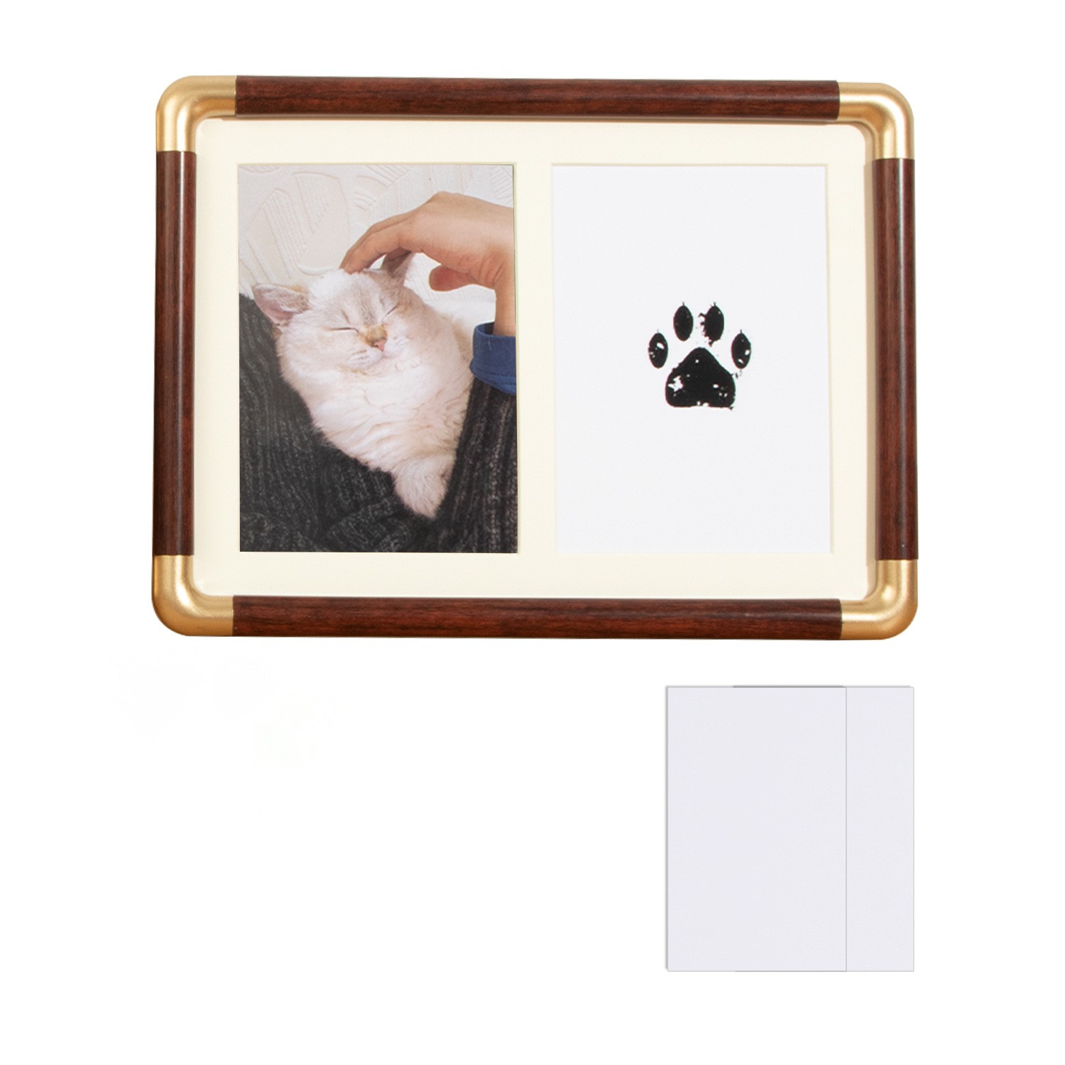 7/8/10″ Pet Paw Print Memorial Frame Cat Dog Inkless Pad Bronze Corner Display