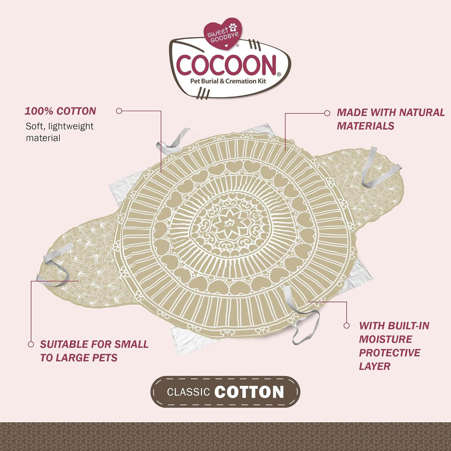 Cocoon® – Eco-Friendly Pet Burial & Cremation Ceremony Kit (Classic Cotton)- Cas