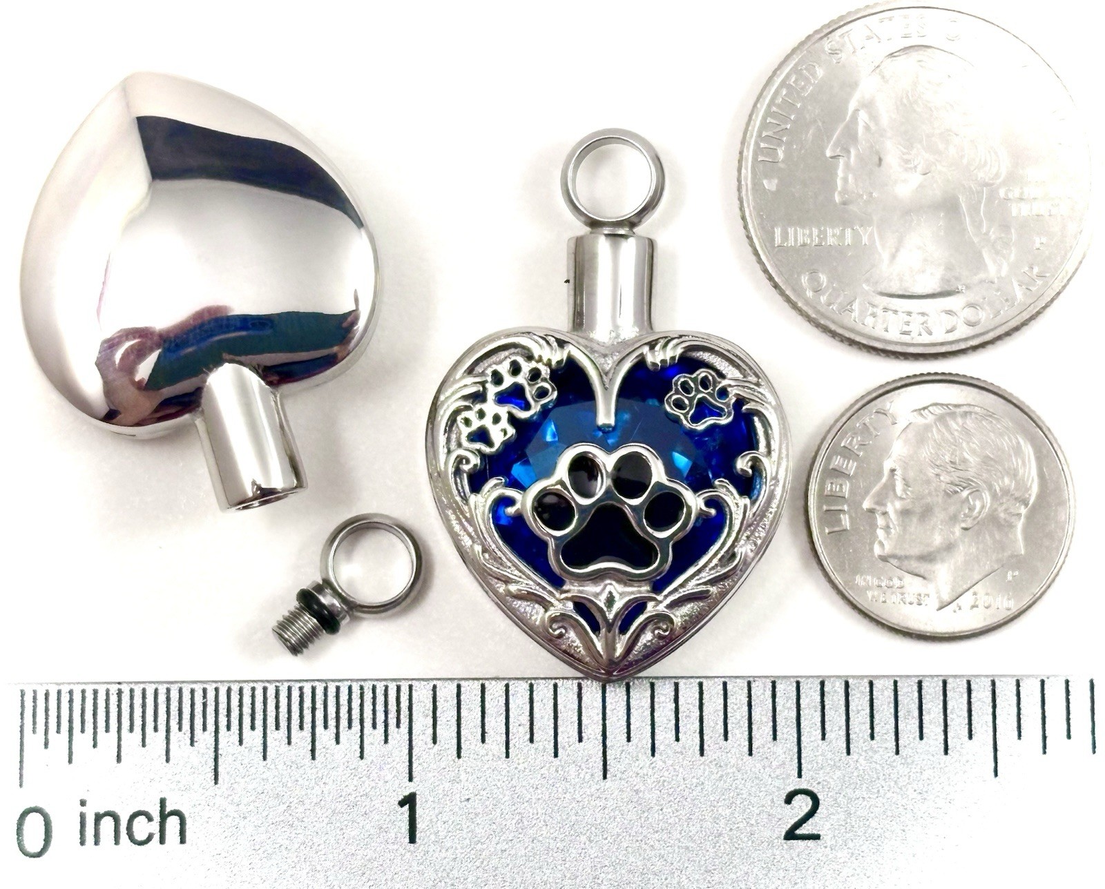 Blue Pet Cremation Necklace Holds Ashes Urn Pendant Jewelry Gift Paw Print Dog C