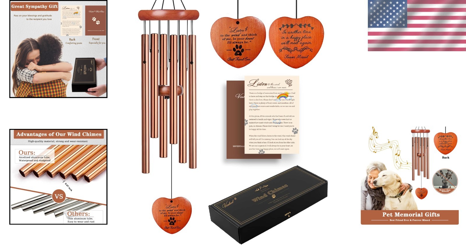 Beautiful Dog Memorial Gift – Golden Wind Chime Remembrance