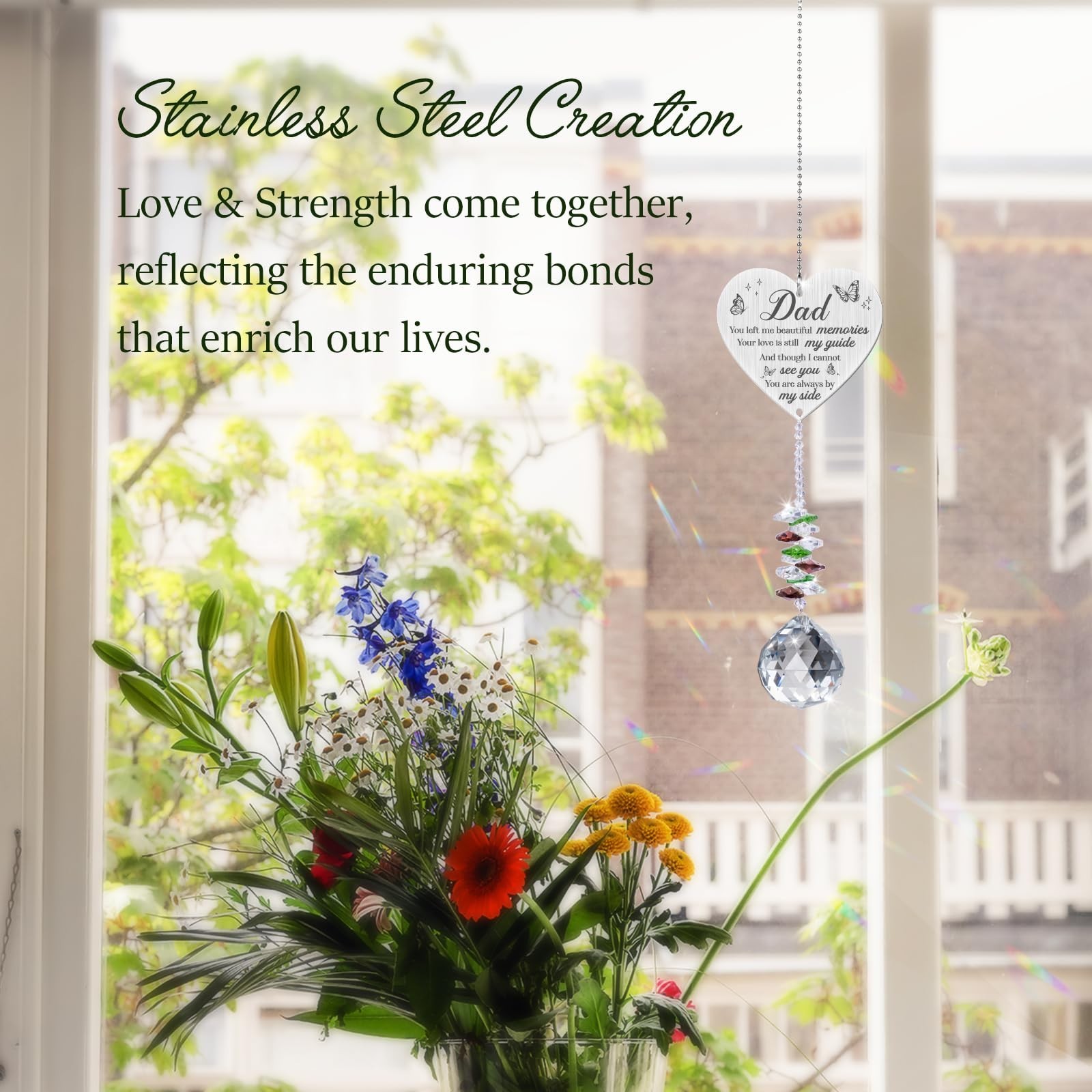 Memorial Gifts for Loss of Dad,Memorial Crystal Suncatcher Ornament, Sympathy…